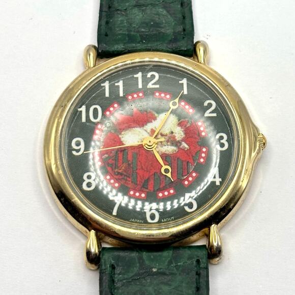 Vintage Green Christmas Cat Men's Watch - Picture 3 of 5